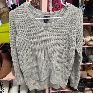 Rue 21 Gray Waffle Knit Long Sleeve Crewneck Sweater Women's Size L